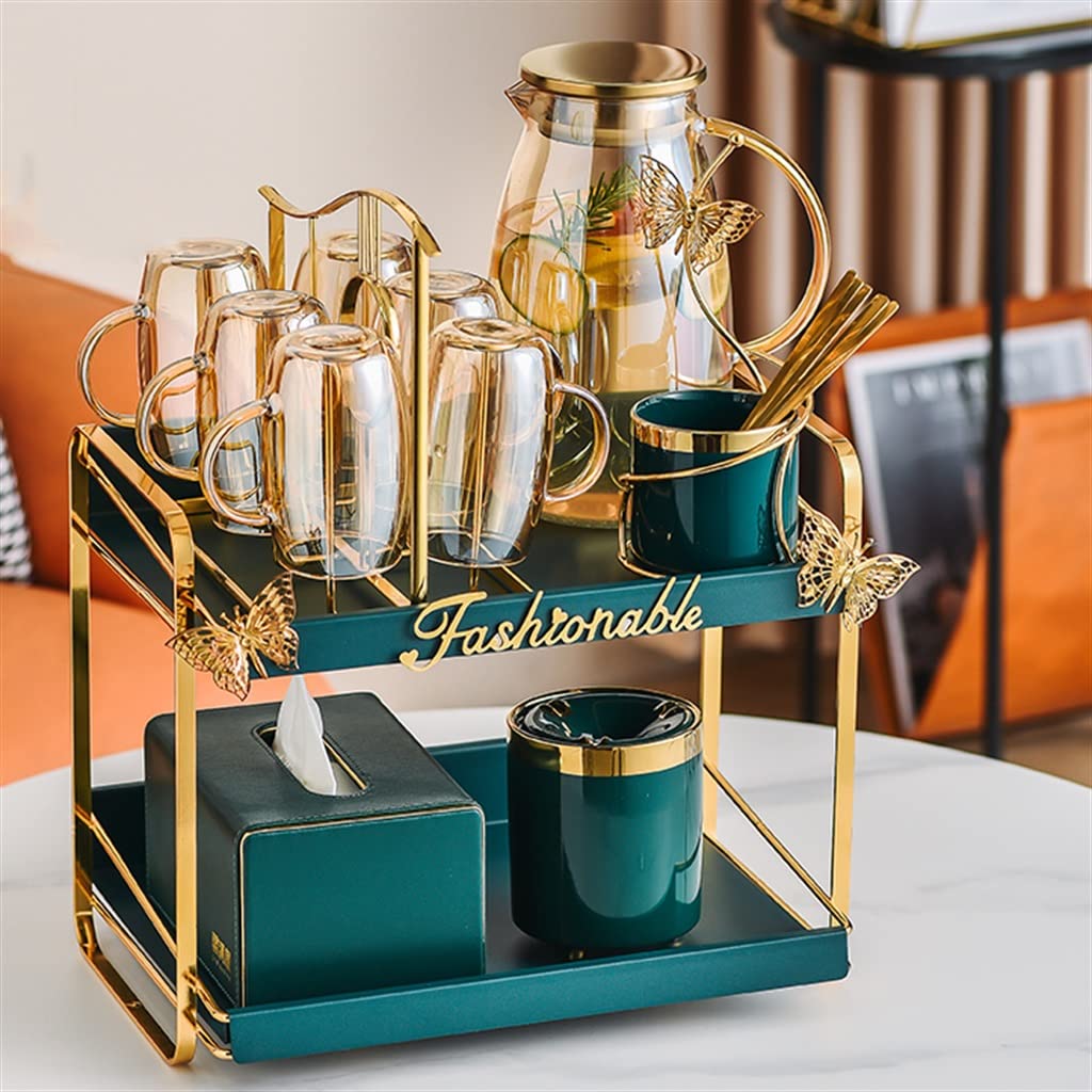 Service à eau en verre nordique avec 6 tasses et support de rangement pratique