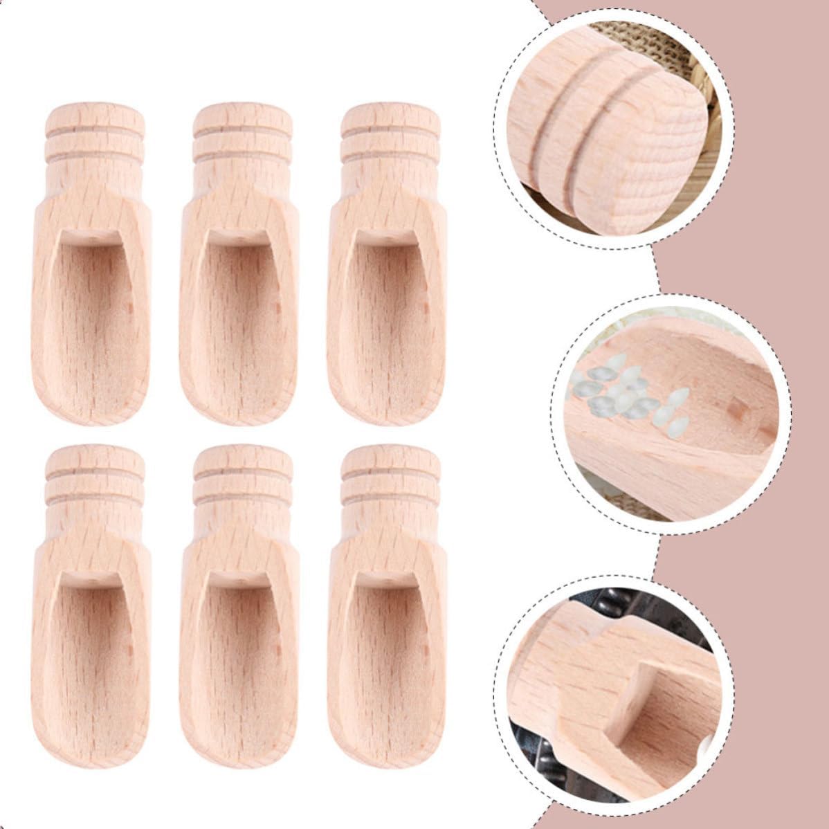 6pcs Wooden Salt Scoop Tea Spoon Multi Function for Tea and Salt