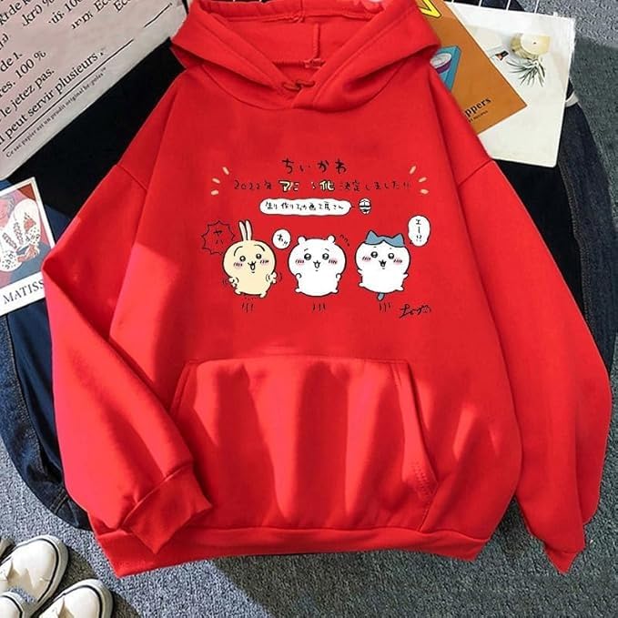 Image of PDK Fashion Anime Couple Print Long Sleeves Winter Hoodie with Front Pocket Men's & Women's Sweater