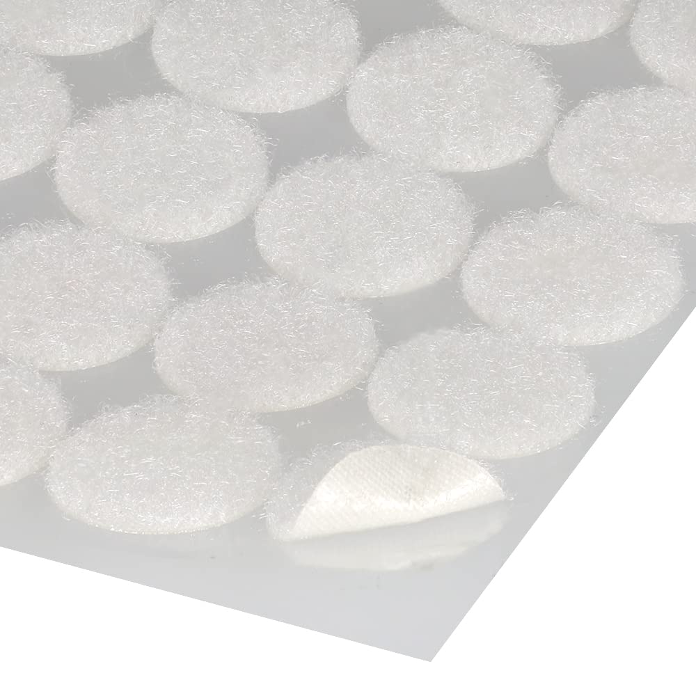 300 Piezas de Puntos Redondos blancos de 20mm, Pegatinas Redondas, 150 Pares de Gancho y Bucle Autoadhesivos, doble cara, para bricolaje, manualidades, uso escolar y doméstico