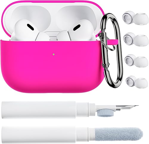 ORNARTO Funda para Airpods Pro de 21 generación con bolígrafo limpiador, funda para los oídos, silicona suave protectora completa para AirPods Pro