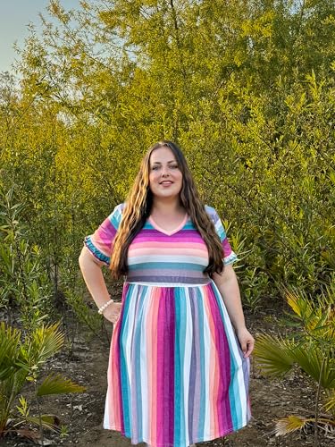 Image of RITERA Plus Size Dresses for Curvy Women Summer Spring Womens Dress V Neck Short Sleeve Casual Dress with Pockets XL-5XL