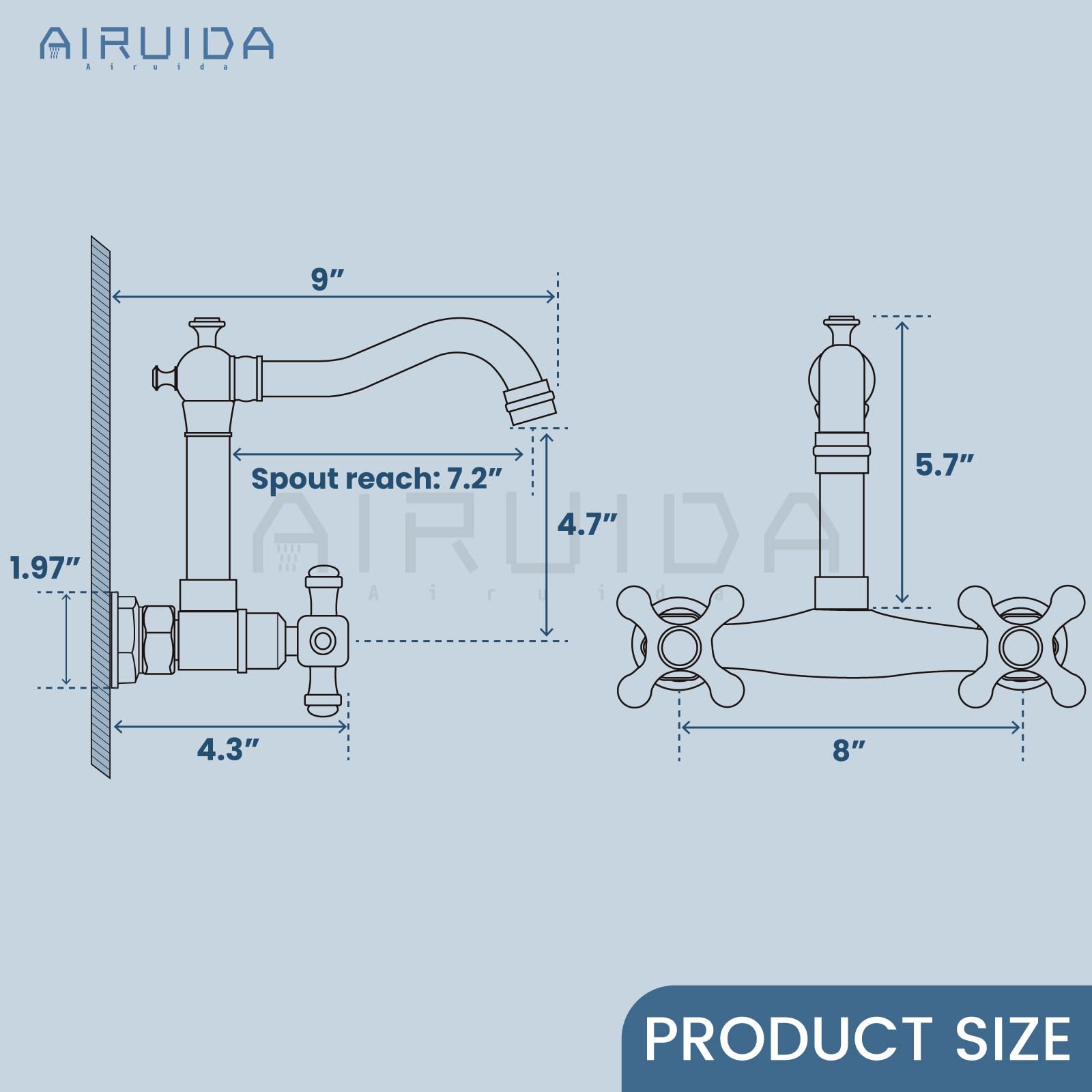 Airuida Grifo central comercial de bronce aceitado de 8 pulgadas para fregadero de cocina y lavabo de montaje en pared grifo 2 agujeros doble cruz asas 360 giratorio
