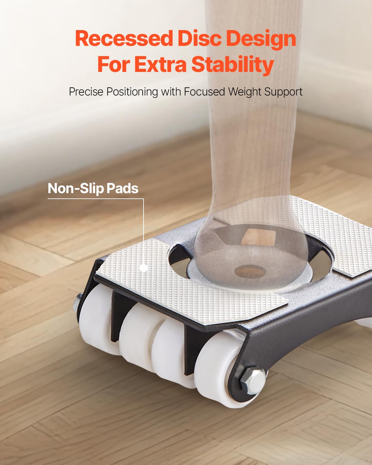 VEVOR 4 PCS Plataforma Rodante para Muebles Carga de 340 kg, Transportador de Muebles Resistente con Ruedas, Estructura de Doble Fila y Ocho Ruedas y Panel de Acero al Carbono para Mover Muebles