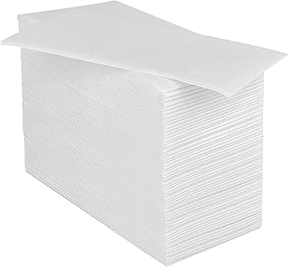 JINYUDOME 100 pcs Luxury White Paper Airlaid Quality Foled White Napkins Disposable Linen Feel Paper Napkins for Wedding Parties Christmas 20 * 40 cm.