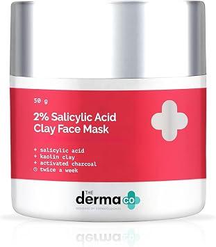 The Derma Co 2% Salicylic Acid Face Mask | with Kaolin Clay & Activated Charcoal | Helps to Improve Skin Texture |1.76 Oz 50g