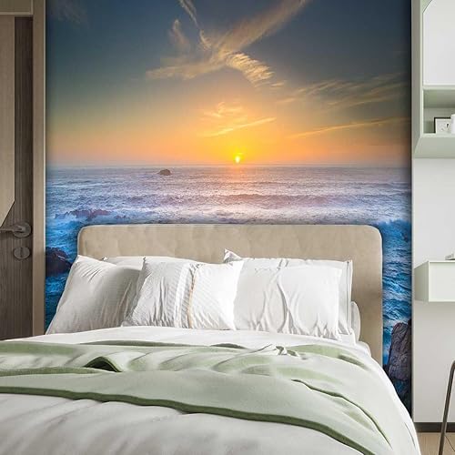 Miniatura 2 de Papel De Paredes Decorativo Costa Playa Papel Contacto Paisaje Marino Lavandería No Necesita Pegamento Extra (Ancho) 137.8" X (H) 110"