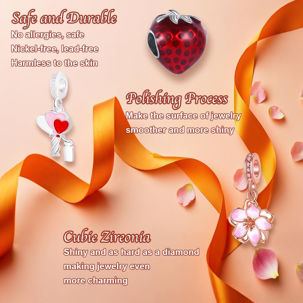 HCMY 10 Pack Silver Bead Charms for Bracelets and Necklaces Chain Jewellery Charm for Woman - Image 7