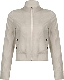 Ropa de Trabajo de Estilo Europeo y Americano Chaqueta de Solapa con Cremallera de Bolsillo Abrigo Delgado de Color sólido Atractivo cárdigan Corto Delgado versátil otoño-Blanco Roto-M