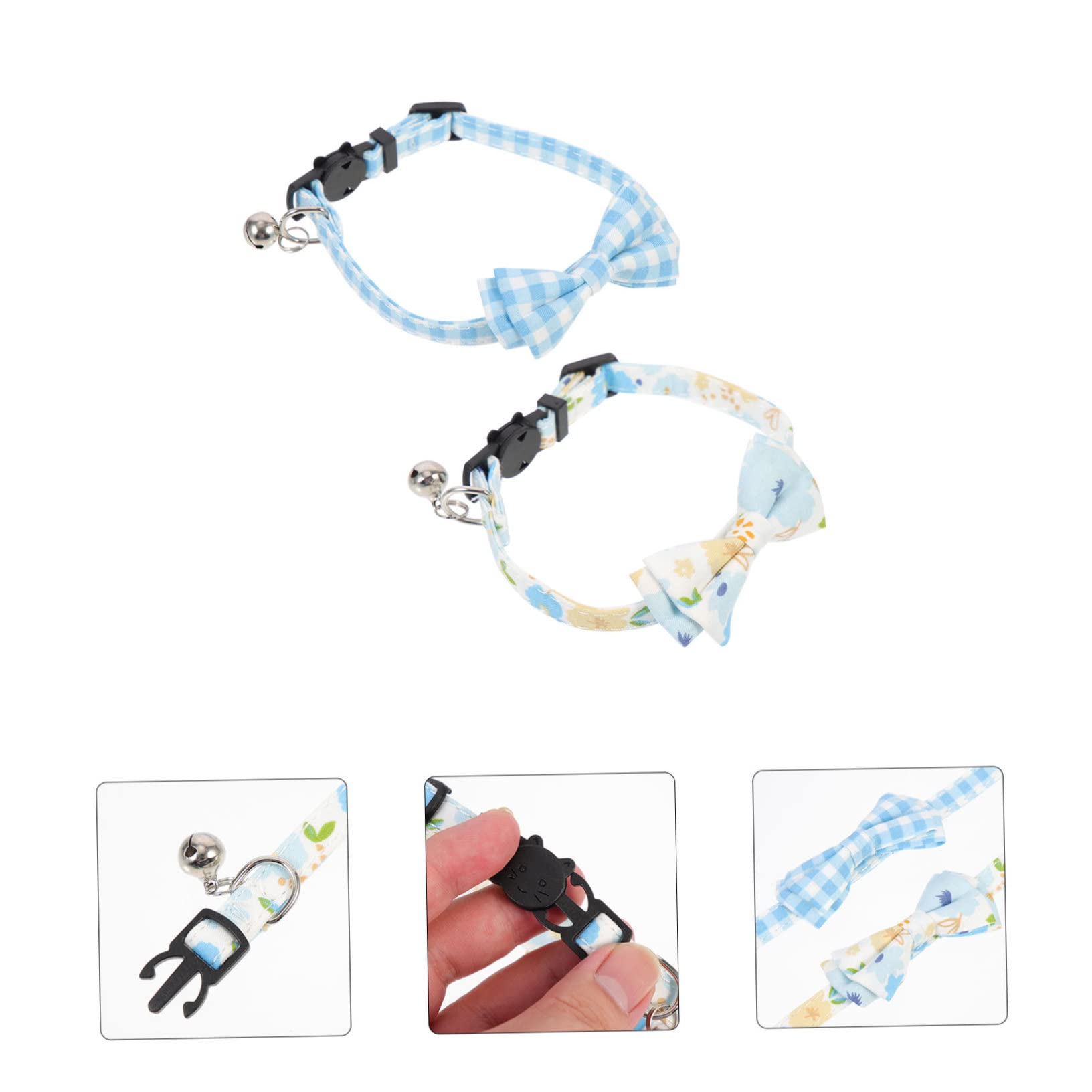 Kisangel 10pièces Collier Décoratif pour Chat Et Chiot Et Résistant Accessoire avec Clochette Et Nœud Motif Floral Et Carreaux