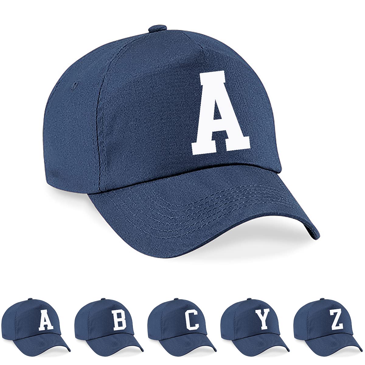 4sold Niños Azul Marino Algodón A-Z Summer Sun Hat Niños Escuela Niños Niños Gorras Sombrero Deporte Niño Niña Béisbol Ajustable Protección UV del Sol