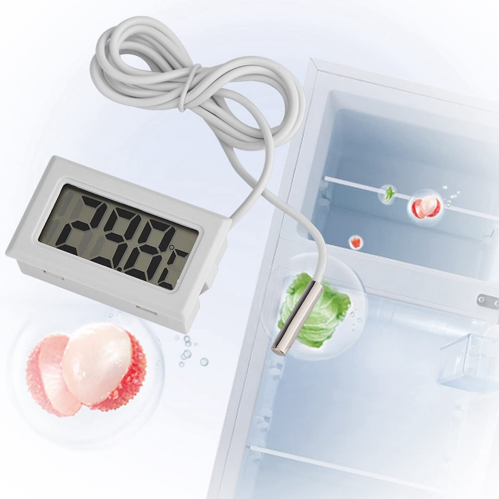 Cyfrowy Termometr LCD Mini Wyświetlacz LED Cyfrowy Miernik Temperatury z Zewnętrznym Czujnikiem Sondy do Lodówki Akwariowej Szklarni
