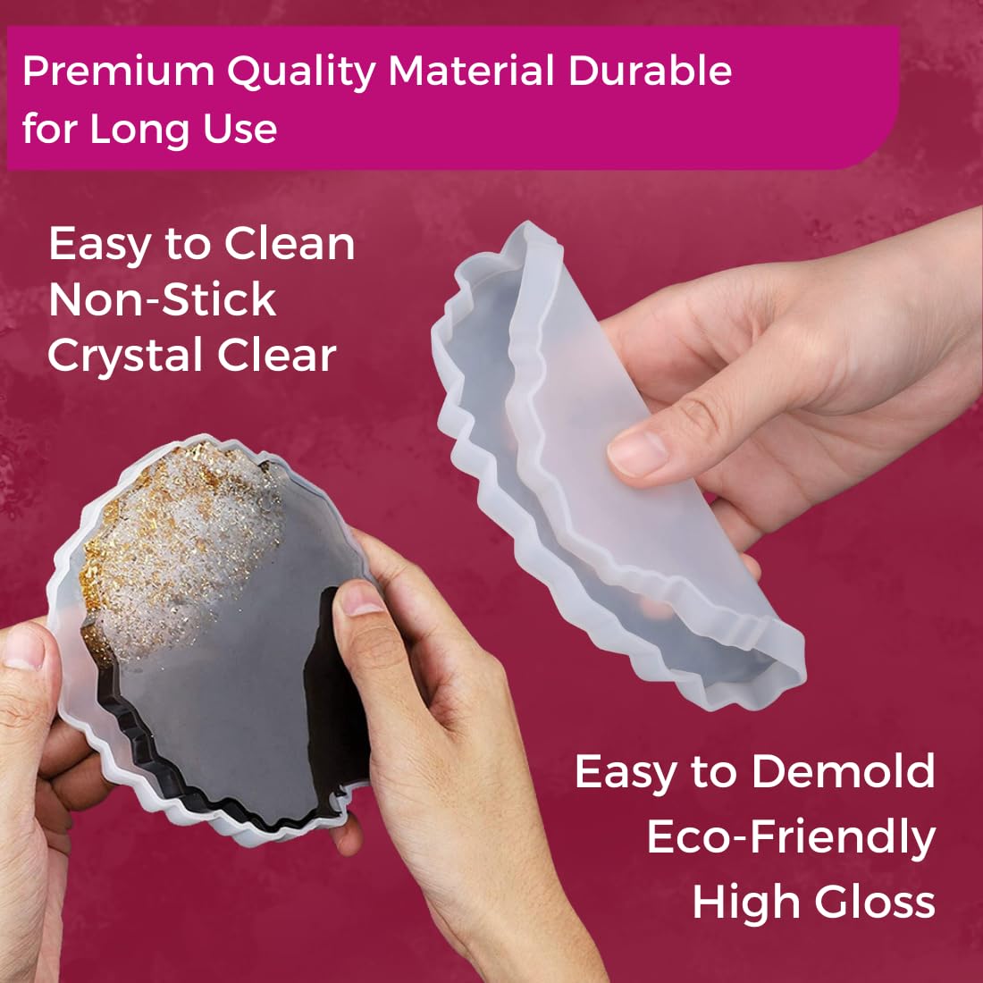 Oytra Resin Art Kit with 150gm Epoxy Resin & Set of 3 Agate Silicone Mould Combo Pack - DIY Craft Coaster Set Essentials Casting Art Tools for Beginners 2