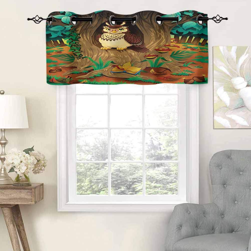 Hiiiman Indoor Privacy Window Valance Curtain Panel Nanny Grandma Sage Owl, Set of 1, 36"x18" for Sliding Patio Door/Dining