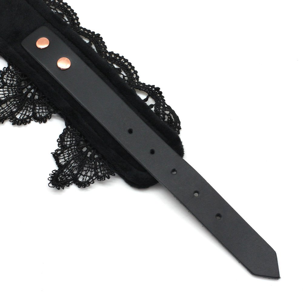 SMspade Collar de Cuero con Correa Kit Gargantilla de Encaje de Cuero con Plomo Conjunto para Mujer, Encaje Negro