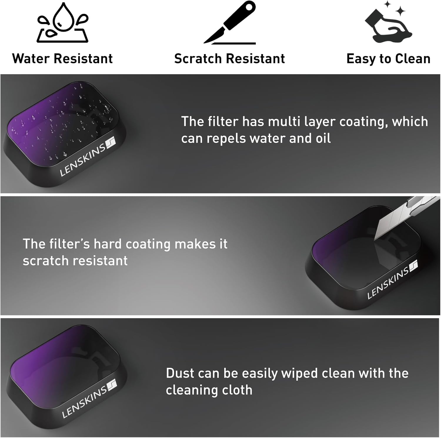 ND Filter Set for DJI Mini 3 / Mini 3 Pro Drone, 4 Pack PL ND8 ND16 ND32 Neutral Density Filter, Multi Coated HD Optical Glass with Aluminum Alloy Frame