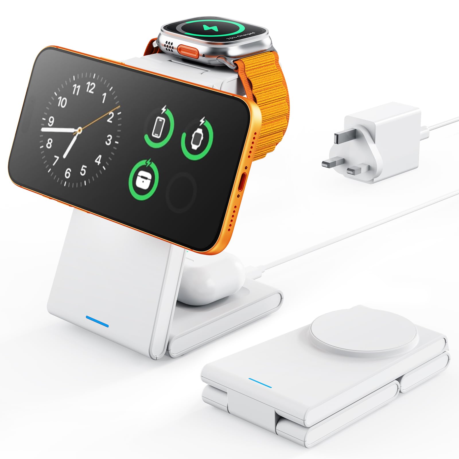 GEEKERA Travel 3 in 1 Wireless Charging Station for Apple