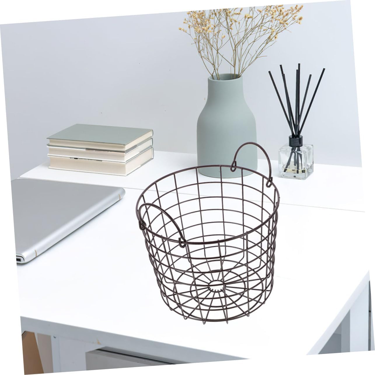 Luxshiny 2Pcs Iron Wire Storage Baskets with Handles Organizers for Pantry and Countertop Sturdy Metal Mesh Baskets for Kitchen Essentials Stylish Home Sundries Storage