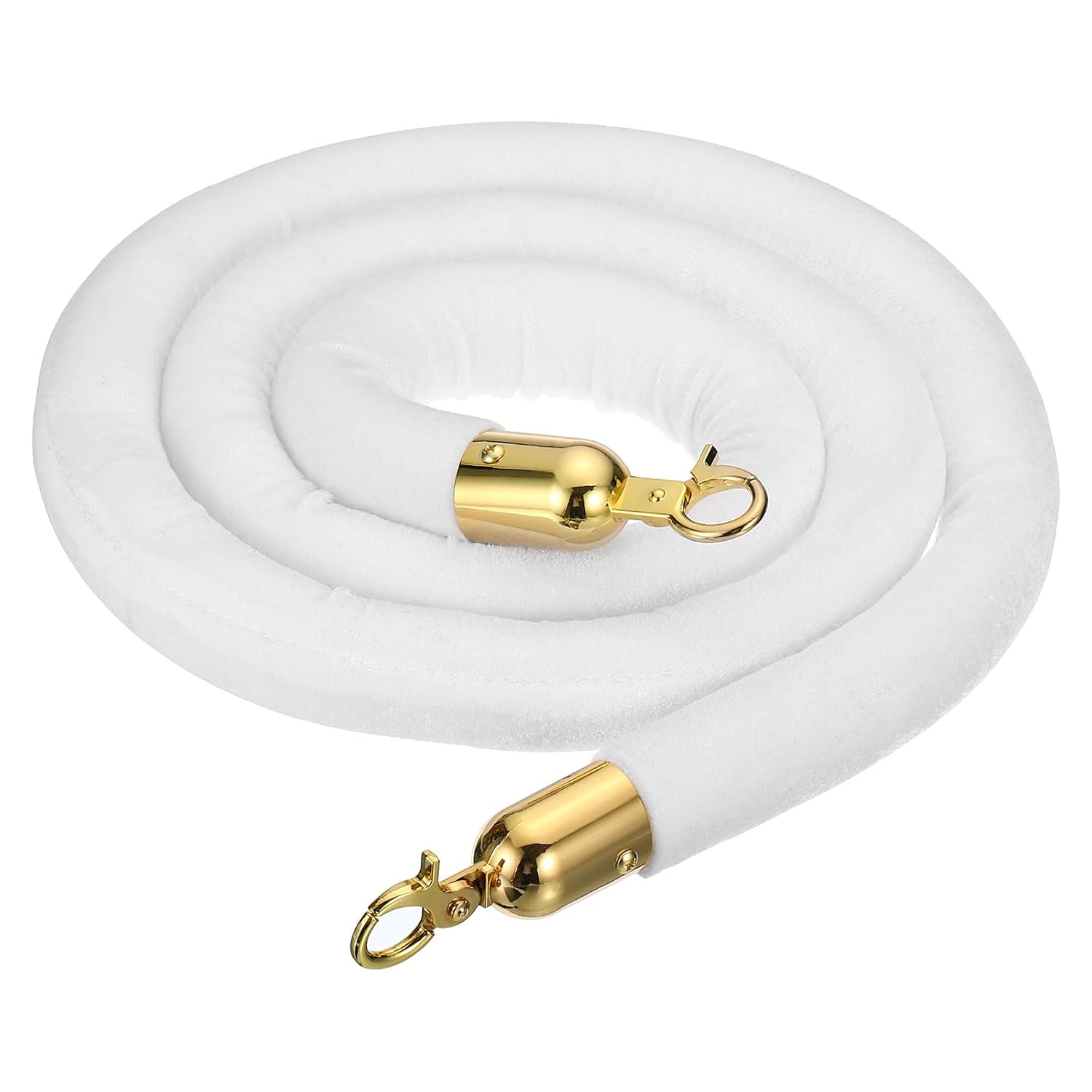 YOKIVE White Velvet Stanchion Rope Crowd Control Barrier Rope, Manage The Crowd, Great for Hotels, Theaters, Ticket Offices (Golden, 6 Feet)