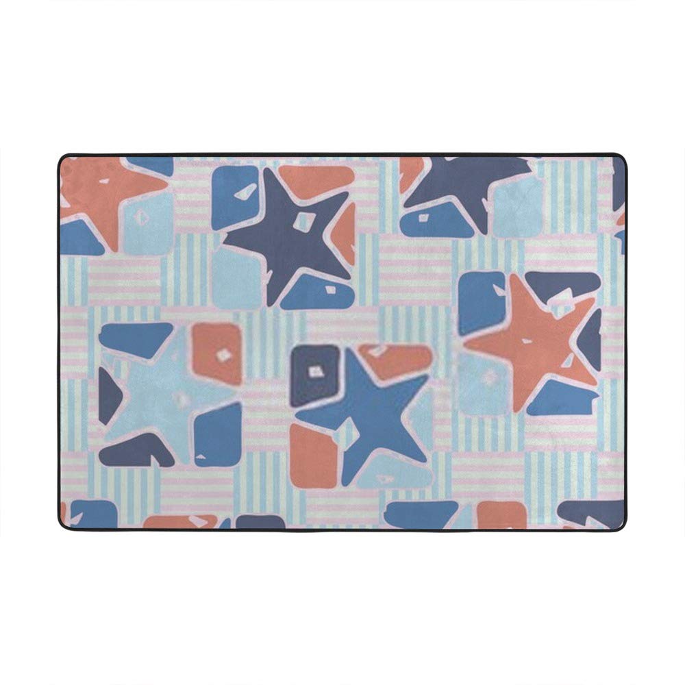 Grand tapis de salon design géométrique 152x99 cm tapis velours corail étoiles