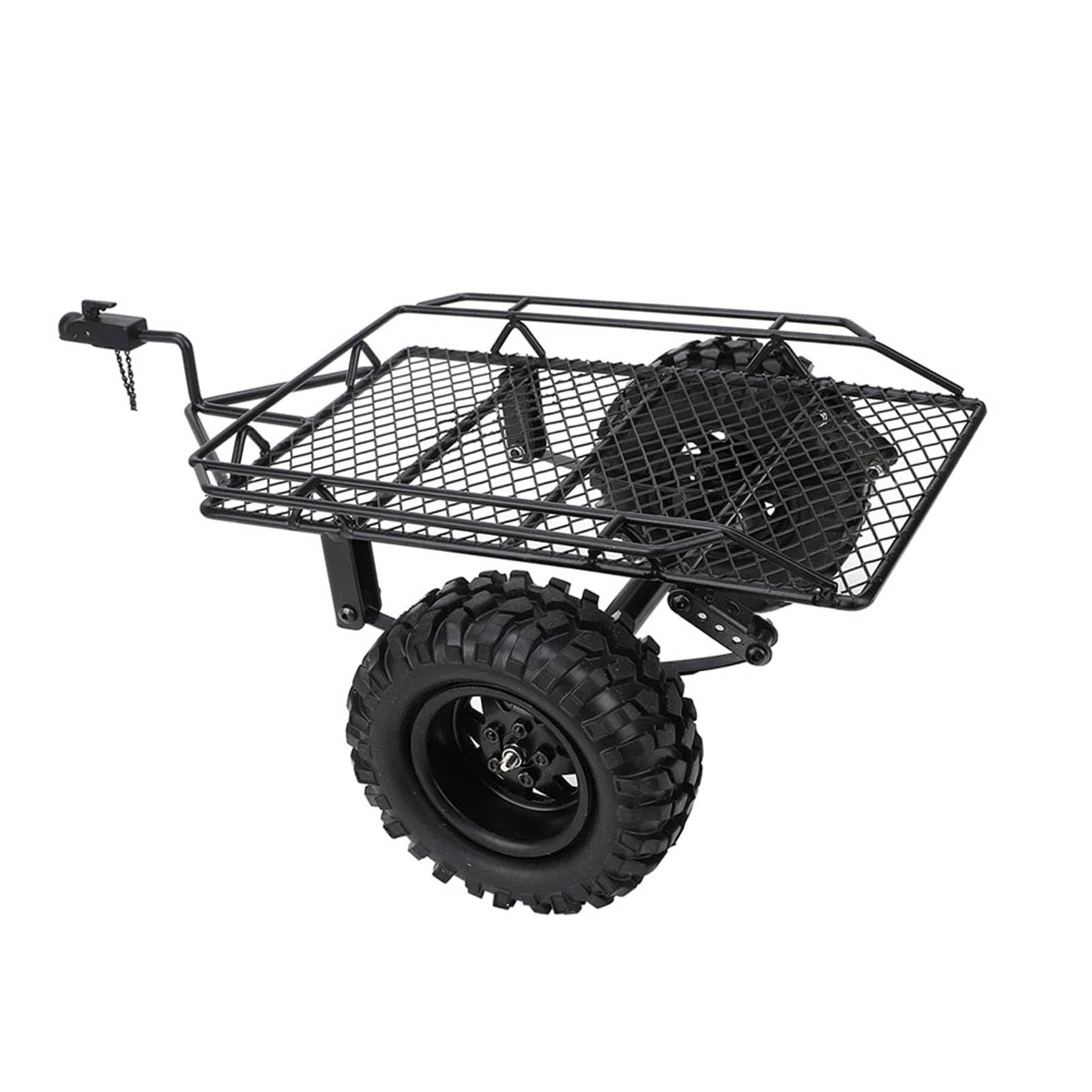 Generic Metalowa Przyczepa RC Stylowa Przyczepa Samochodowa z symulacją łyżki do D90 SCX10 CC01 1/10 Akcesoria, Czarna Guma + Metal, Pasuje do Samochodu Axial SCX10 1/10 RC (BLACK)