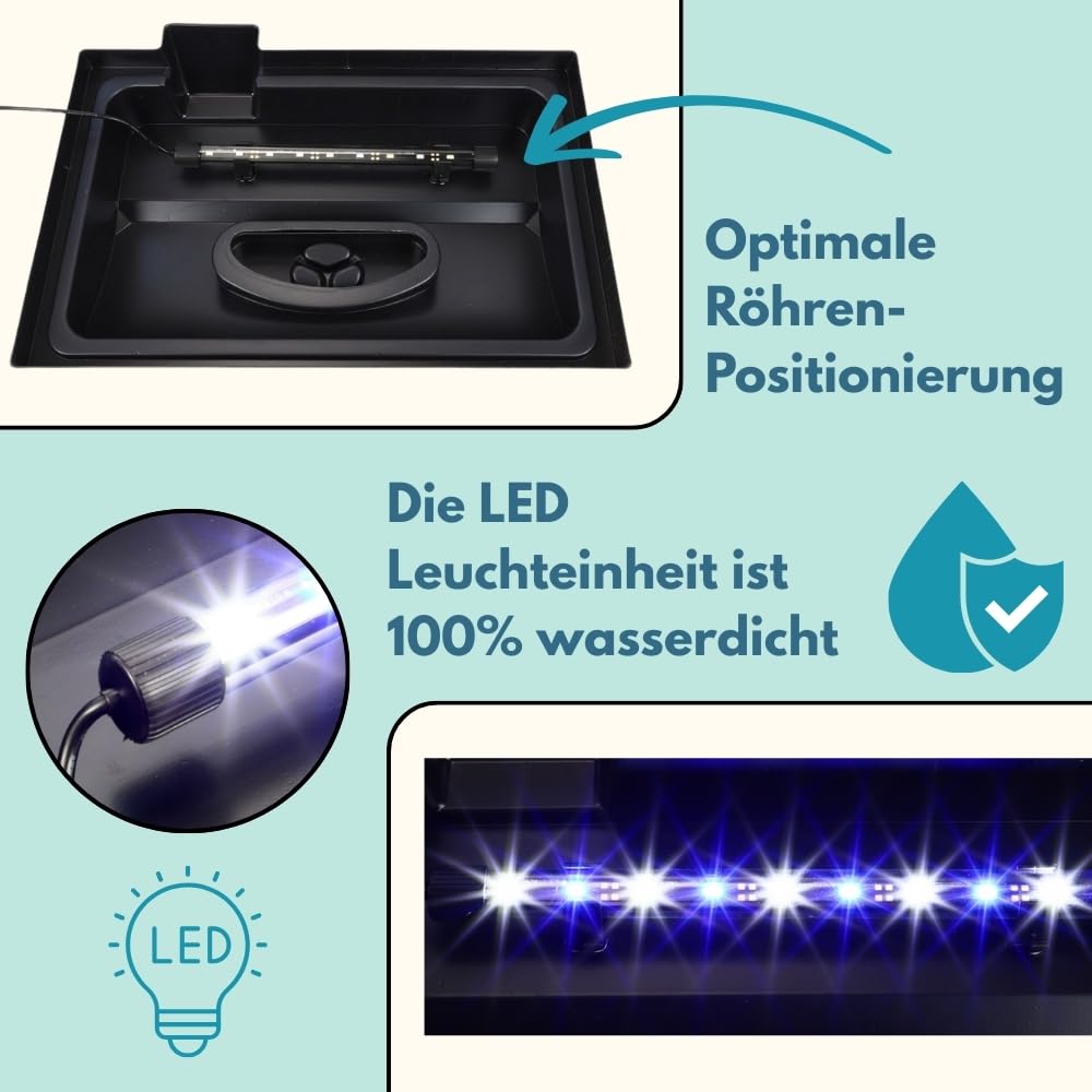 Aquarium Komplettset 60x30x30 54 L Starterset Becken mit Abdeckung inkl. LED Beleuchtung Aquarium Set Komplett