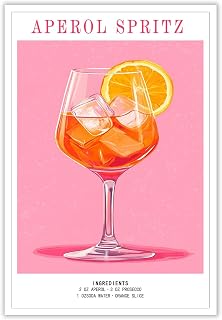 JMGHKL Aperol Spritz Cocktail Poster Wall Art Bar Cart Liquor Poster Cocktail Drinks Wall Art Prints For Kitchen Bar Pub Club Decor 8x12in Unframed