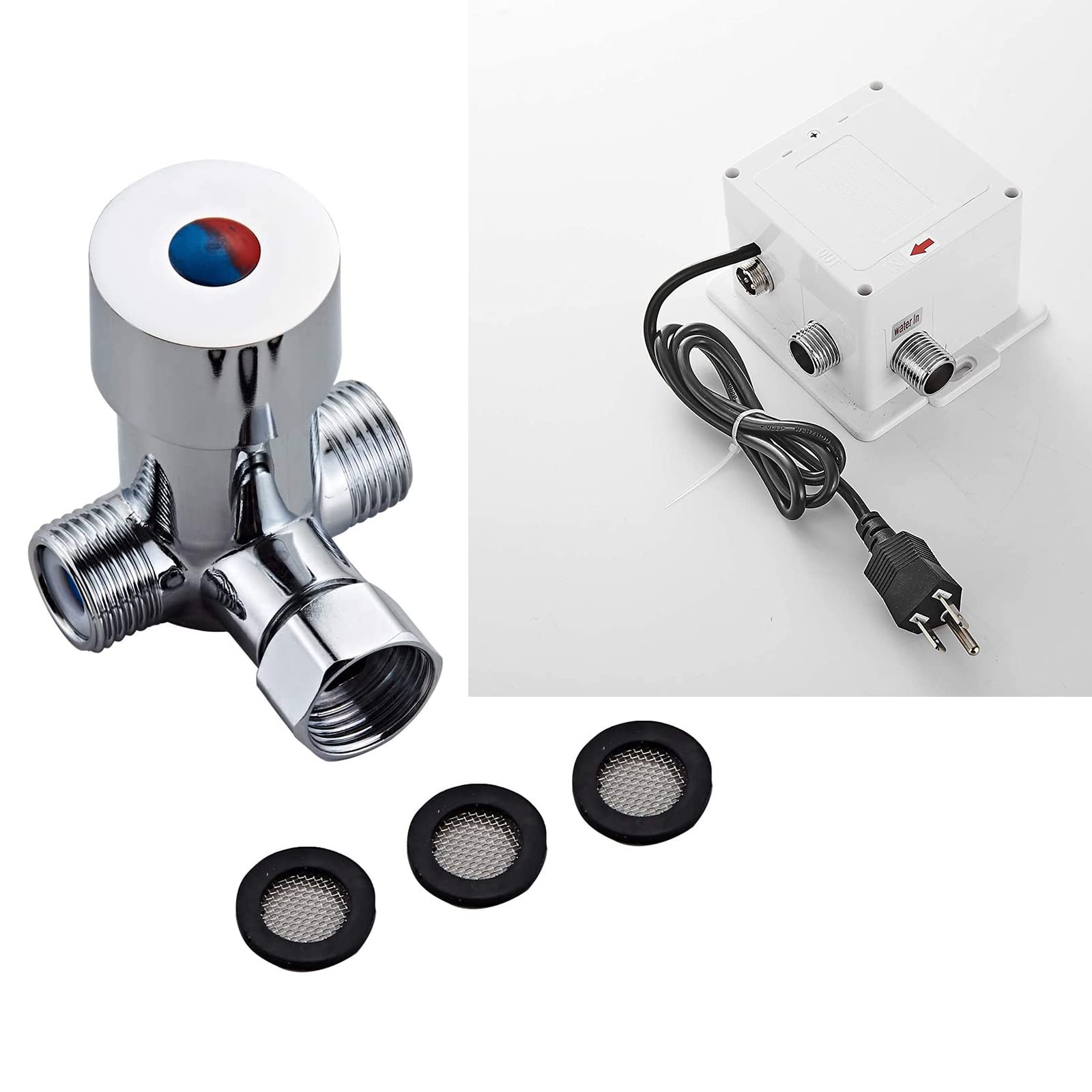 Nfusrxmbk Automatic Sensor Control Box Dual Ed For Bathroom Sink Faucet Touchless Temperature Commercial Deck Mount With Temperature Mixing Valve