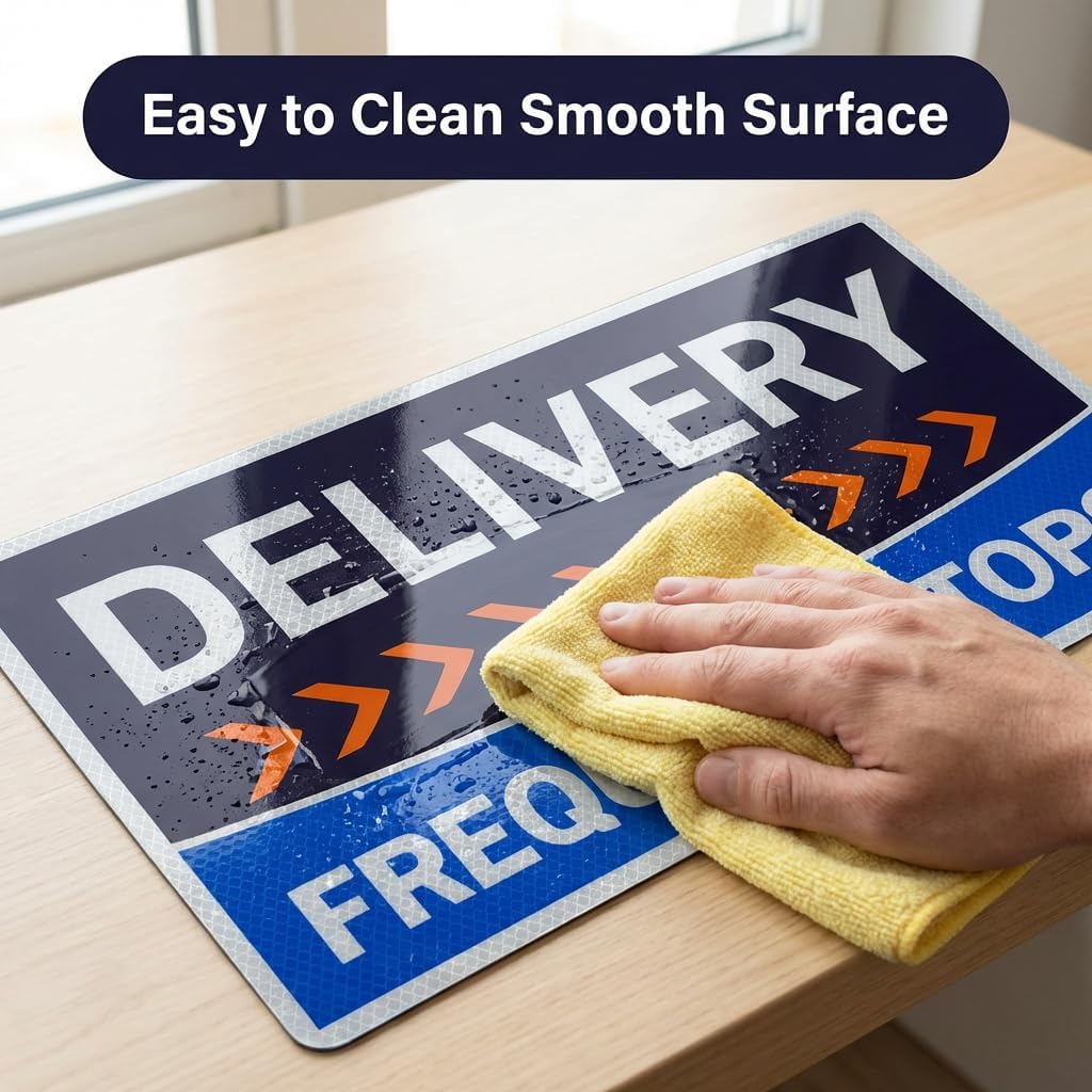 CAR MAGNET FOR DELIVERY DRIVER – HEAVIE DUTY 49 Mil Thickness - REFLECTIVE Waterproof Magnetic Signs - Frequent Stops Warning Sign – Delivery Vehicle Magnet