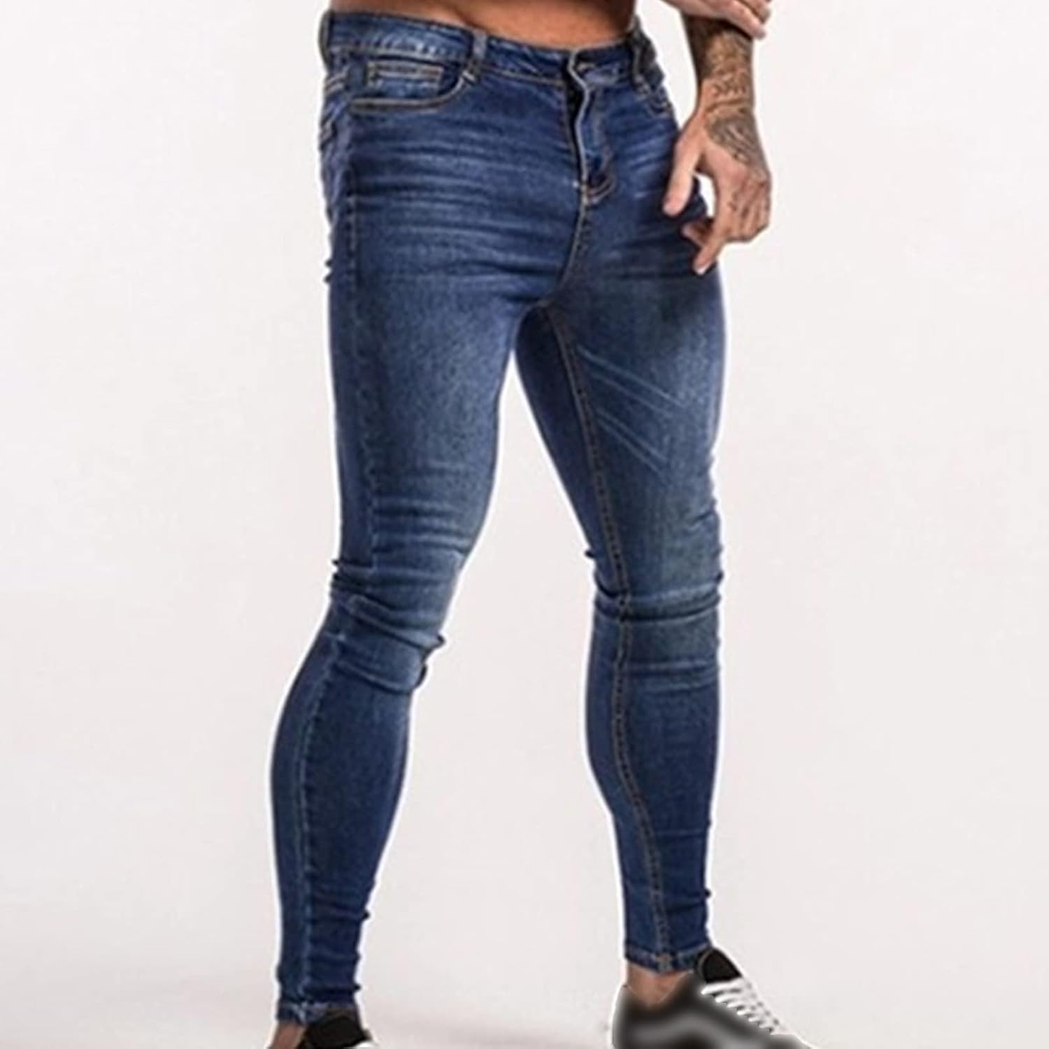 DGHM-JLMY Men's Slim Retro Casual Jeans Skinny Stretch Comfy Fashion Denim Jeans Fashion Straight Leg Denim Pants