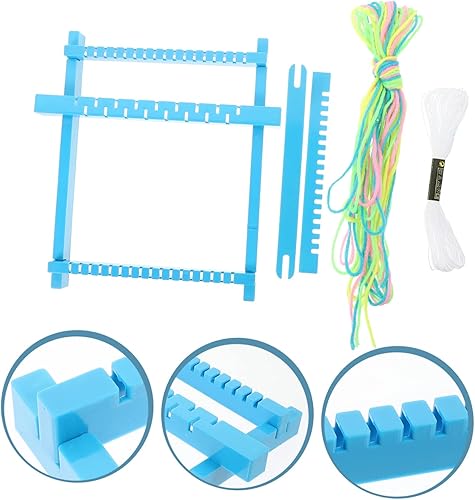 Miniatura 7 de EXCEART 1 juego de telar para manualidades, telar para principiantes, telar afgano de madera para niños, kit de creación de telar, kit de telar,