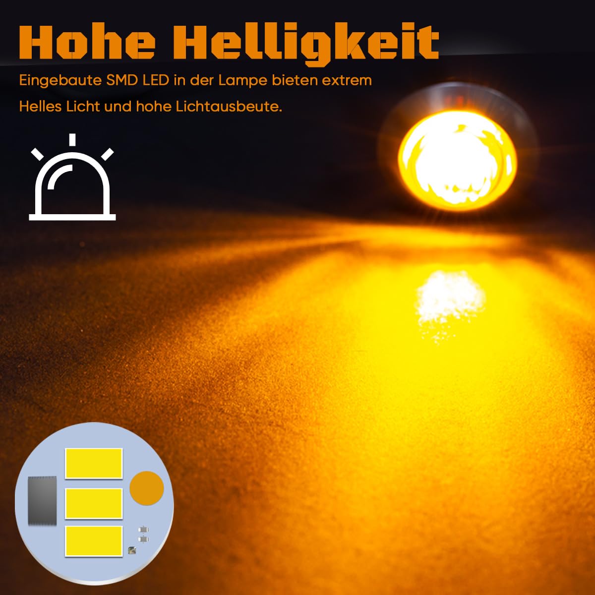 10 sztuk okrągłych świateł bocznych LED 3/4", 1,9 cm, 12 V, 24 V, uniwersalne światła kontrolne, światła pozycyjne do przyczep ciężarowych (żółte, z chromowanymi końcówkami)