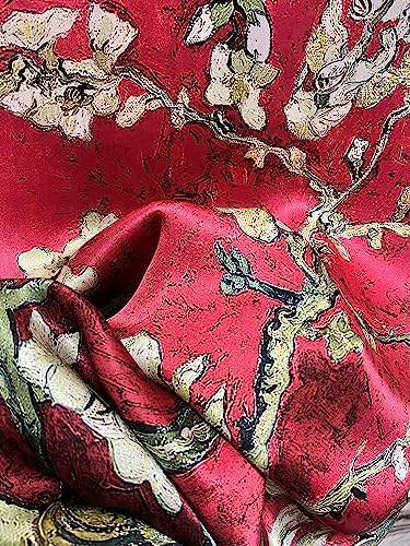 100% Mulberry Silk Scarf for Women, Silk Hair Scarf, Famous Art Design Silk Head Scarf Printed 16"x64"4