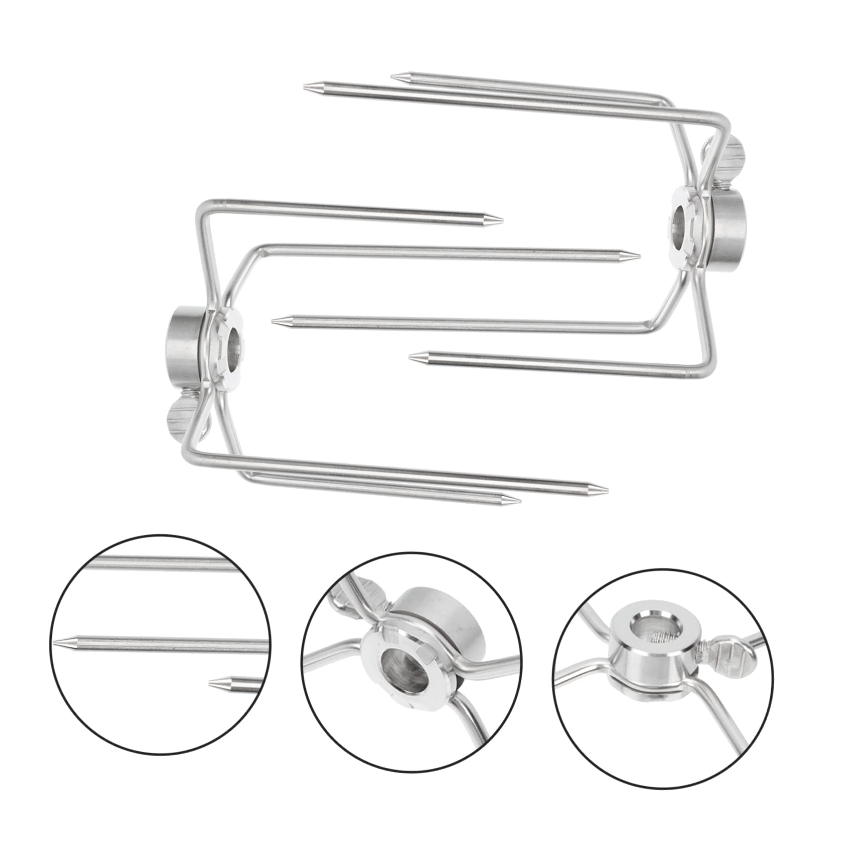 2 Stück Professionelle Edelstahl Grillgabeln für Brathähnchen mit Verdicktem Material und Praktischer Anwendung für Elektrische Drehspieße Beim Grillen