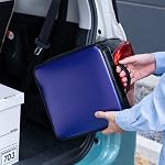 SANWA (Japan Brand) 160 Capacity CD Case, Portable DVD Storage Case, EVA Protective Music Movie Game Blu-ray Disc Wallet, Holder, Binder with Handle, Media Storage for Car, Home, Office, Blue