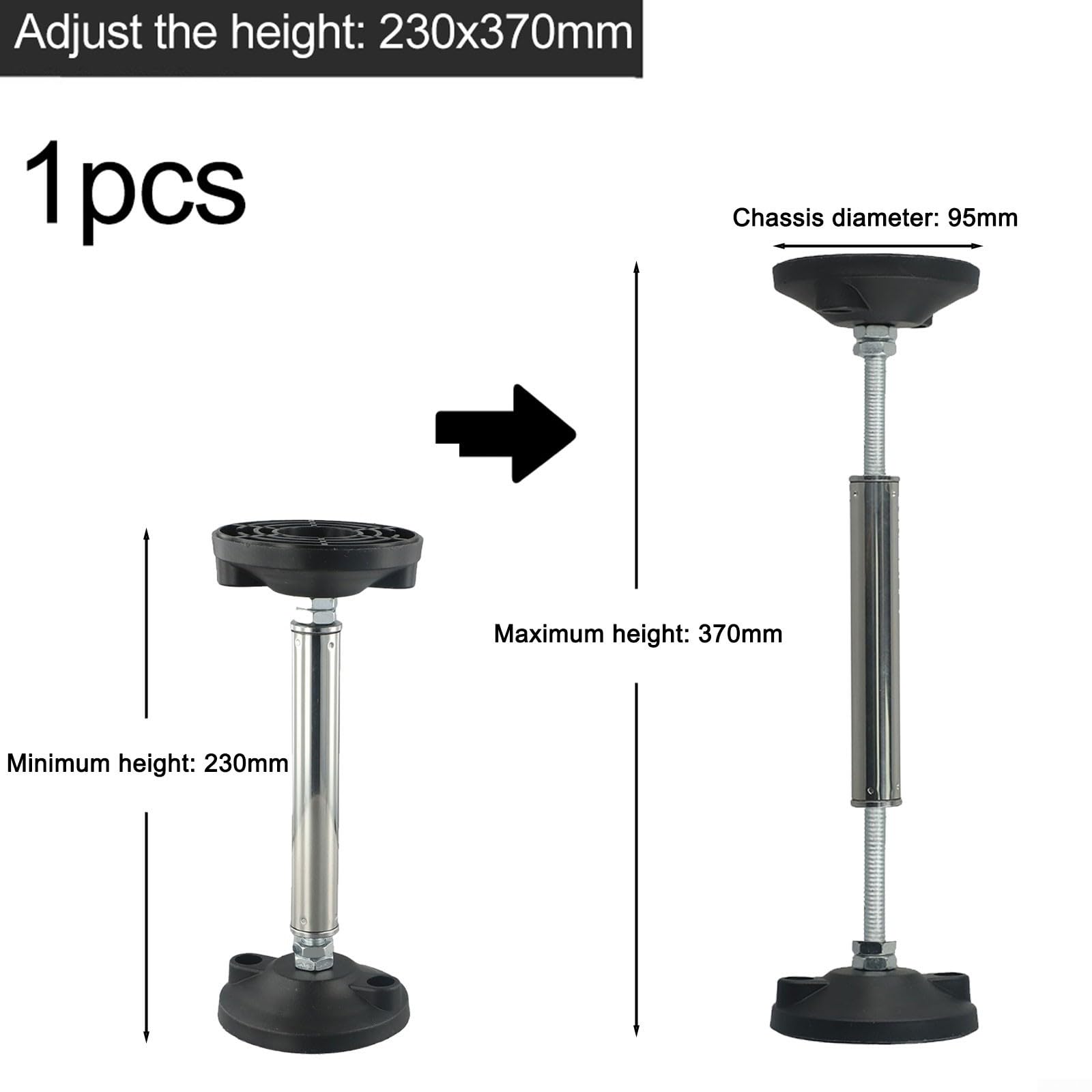 Barre de support télescopique robuste pour armoire - Hauteur réglable - Charge maximale de 300 kg (23-37 cm)