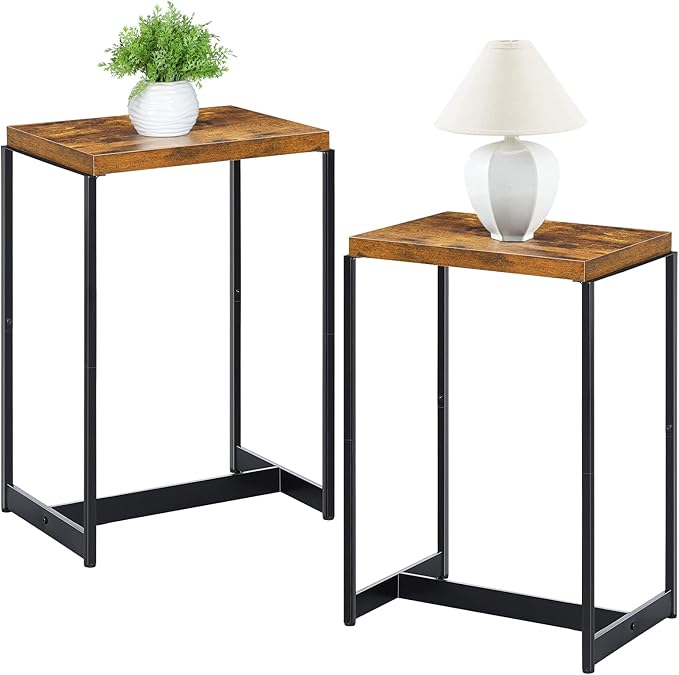 Nightstands Set of 2, 2 Tier Narrow End Side Tables Bedroom