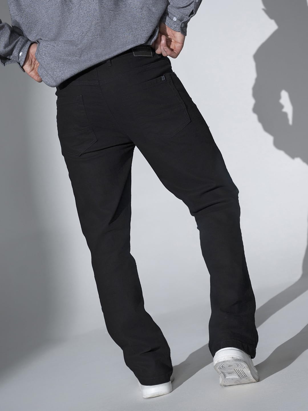 Hubberholme Męskie czarne dżinsy Regular Boot Cut Fit HHMJNW23502A_BK