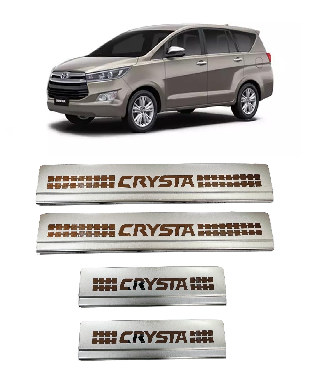 Empica Sill Plate/Door Foot Step Scuff Plate | Stainless Steel Car Door Foot Step Sill Plate Compatible for Toyota Crysta (Set of 4 Pcs)