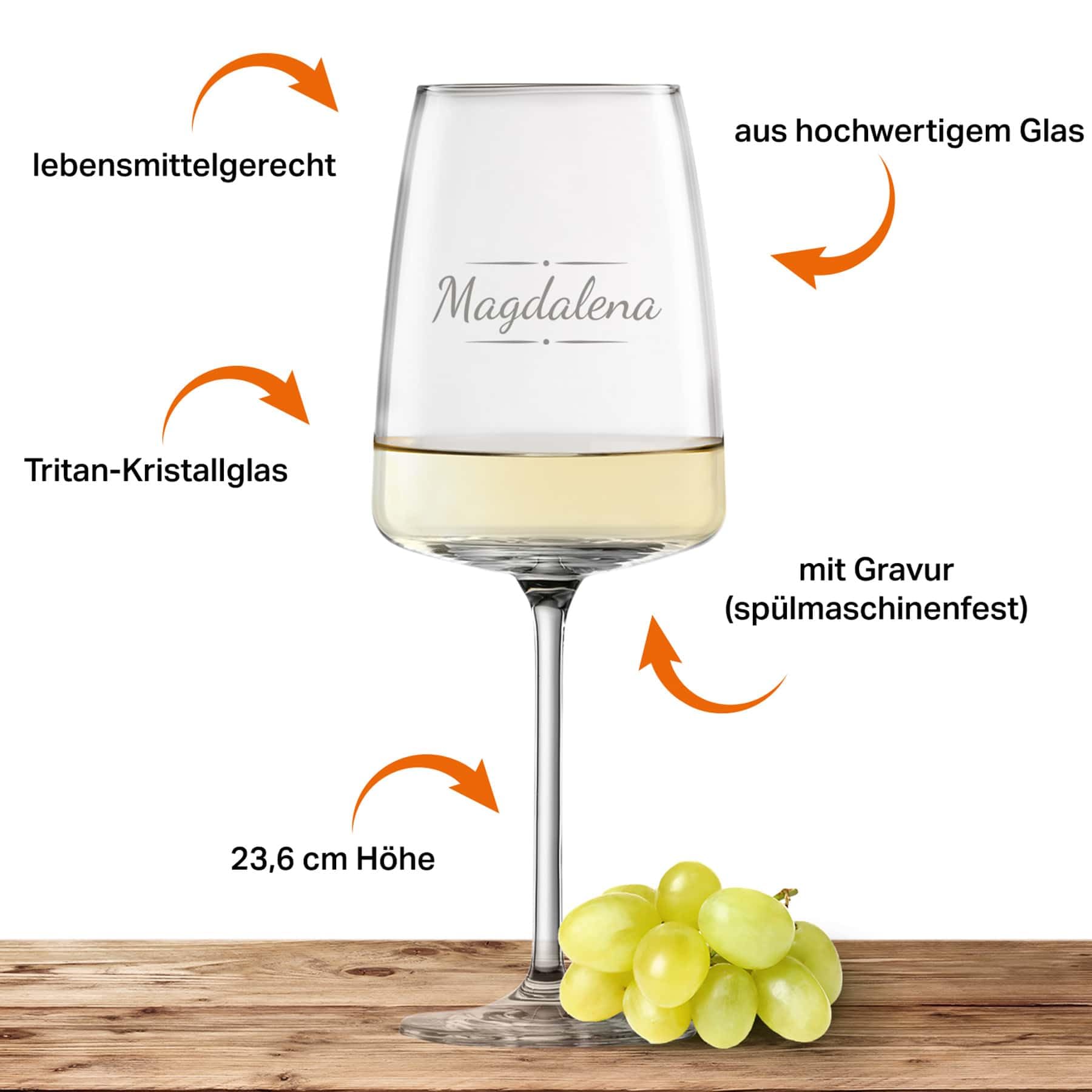 2X Schott Zwiesel Weißweinglas 535ml mit Namen oder Wunschtext graviert - Vivid Senses - Weingläser als personalisiertes Geschenk für Paare, Eltern oder zur Hochzeit - Motiv (Verzierung 03)