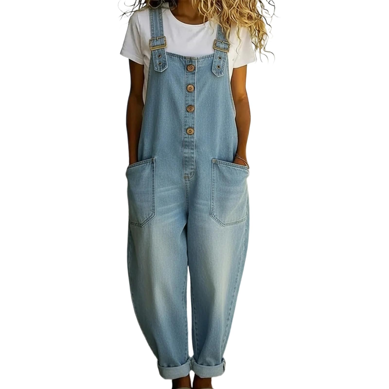Overol para mujer elegante de tirantes ajustables y moda casual 8