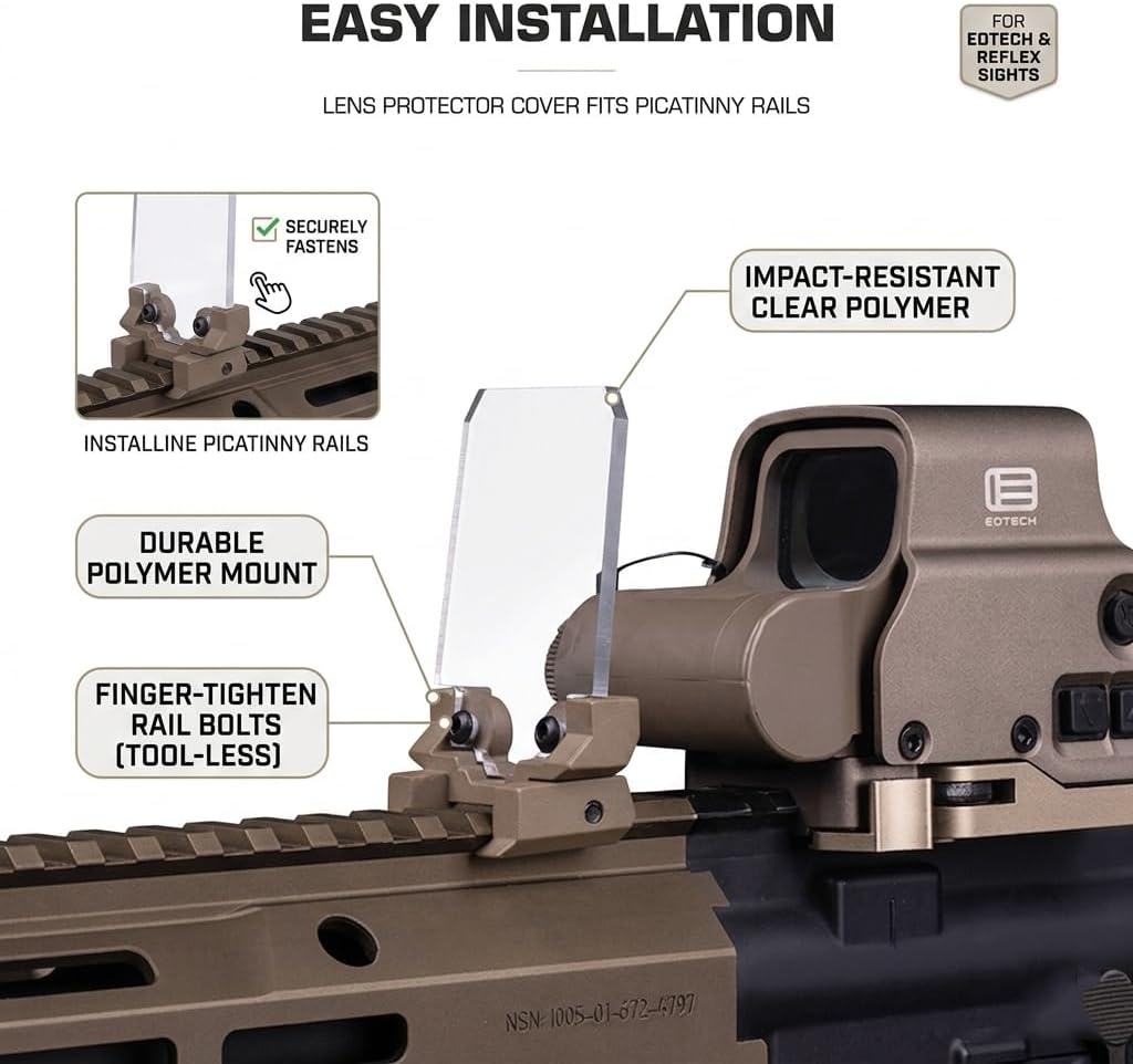 Airsoft Optic Lens Protector Kit, Aluminum Alloy, 3 Shield Sizes with Adjustable Mount, for Red Dot and Reflex Sights Style Accessories