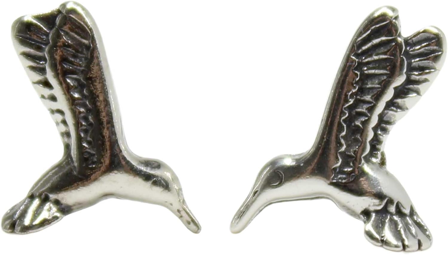 Handmade Sterling Silver Hummingbird Stud Earrings, Tiny Bird Lover Jewelry