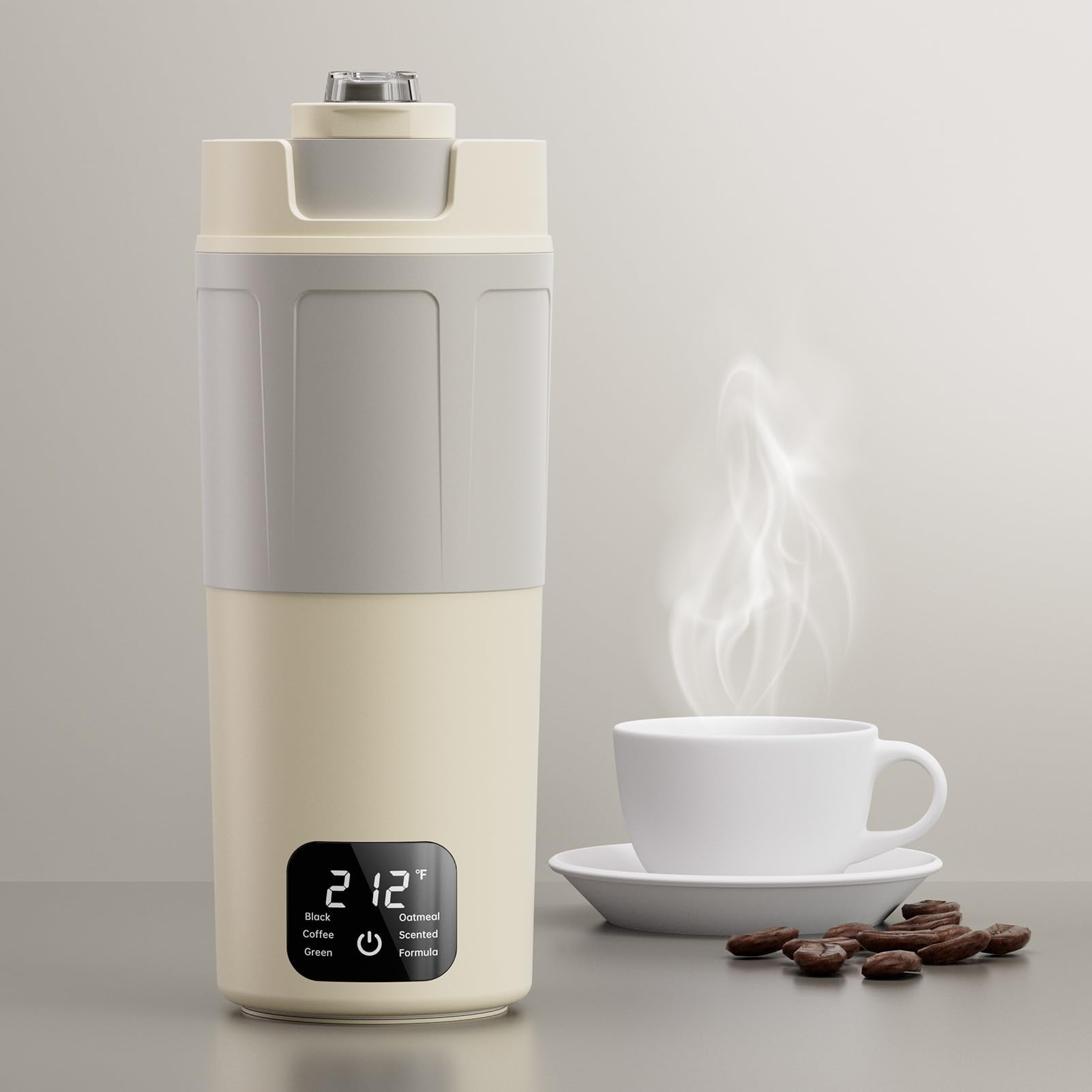 Dual Voltage Portable Electric Kettle Travel Hot Water for Tea,Coffee, 6 Temperature Controls and LCD Display, 304 Stainless Steel and Large Capacity 550ml, Auto Shut Off&Boil Dry Protection