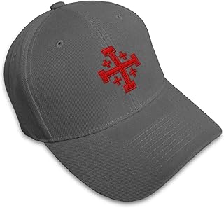 Custom Baseball Cap Jerusalem Cross B Embroidery Other Religion Acrylic Dad Hats for Men & Women Dark Grey Design Only