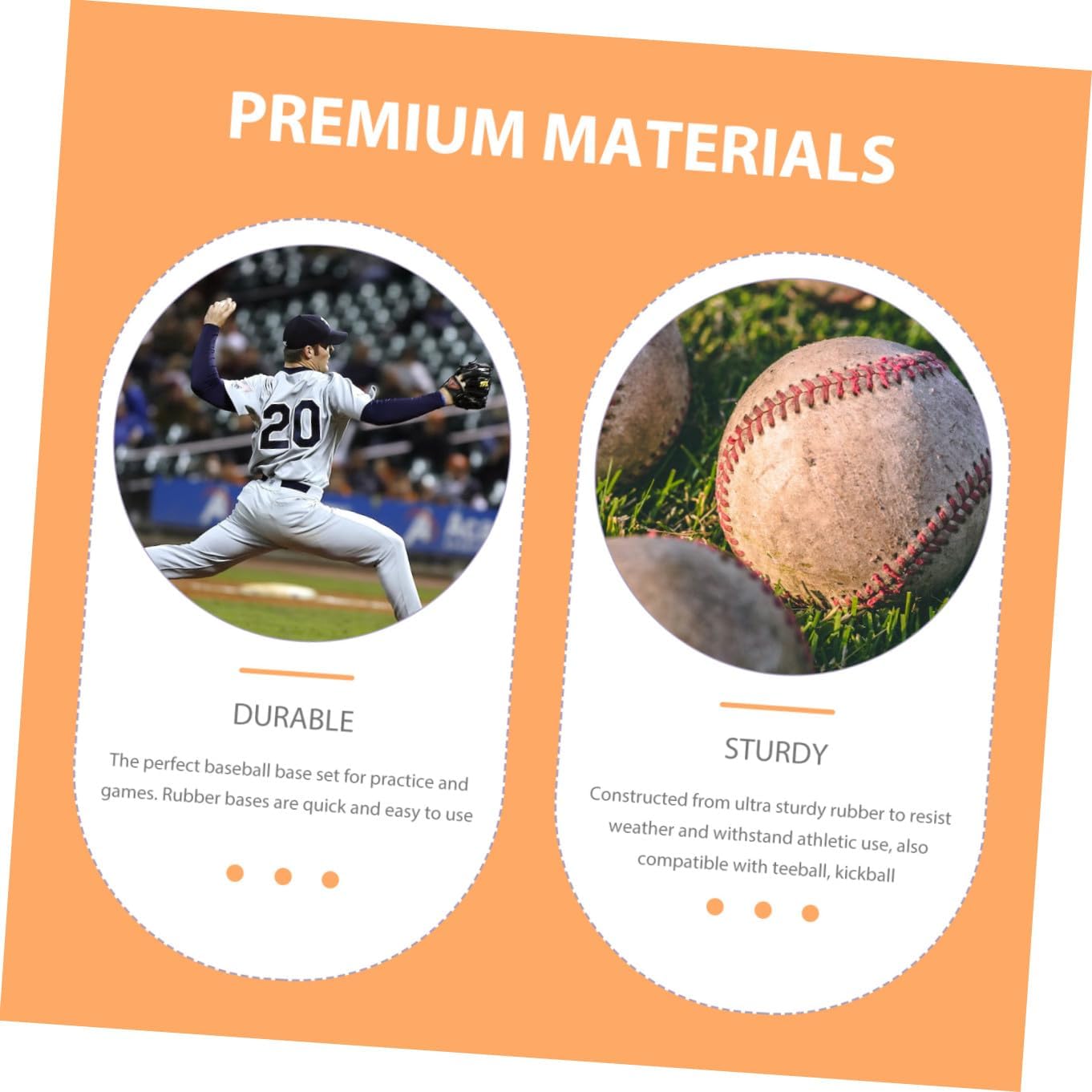 Mikinona Baseball Softball Rubber Base Non-Slip Pitcher Plate Training Equipment for Backyard School League Practice Portable Orange