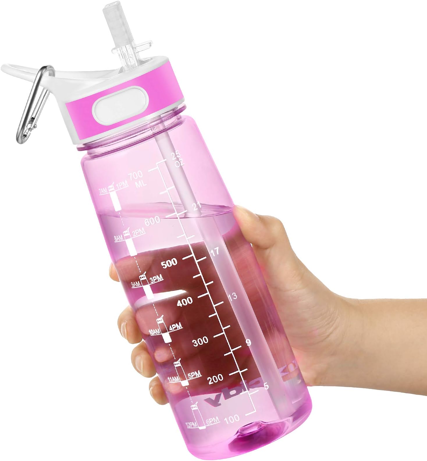 JIMACRO Water Bottle, 800 ML Water Bottle with Straw and Handle BPA-Free, Daily Water Intake Bottle with Time Markings Tracker to Remind the Drinking Time, Ideal for Gym Office Hydration