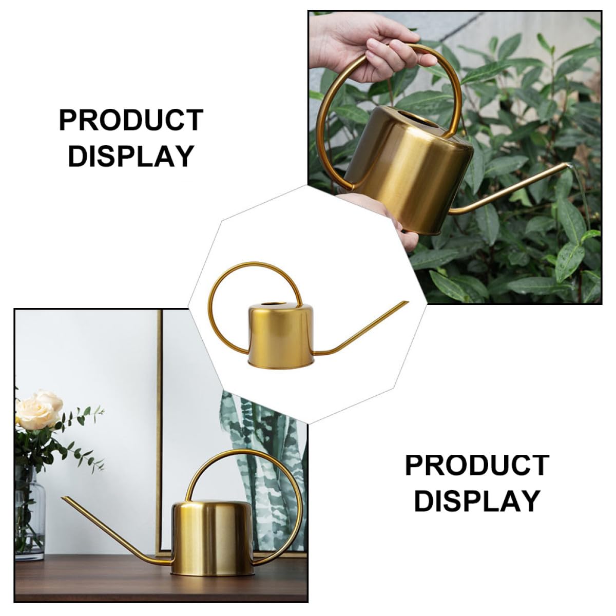 Housoutil Arrosoir en Acier Inoxydable Doré 1300ml Antirouille et Étanche pour Jardinage à Domicile, Arrosoir Classique à Long Bec pour Amateurs de Jardinage