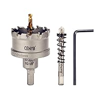 Vista 88 de 1-1/8" (29mm) Sierra perforadora con punta de carburo de tungsteno con 2 piezas de brocas piloto chapadas en titanio para metal duro, acero