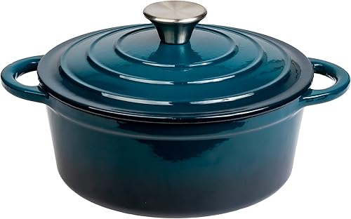 Lexi Home Horno holandés de hierro fundido esmaltado de 2.8 cuartos de galón - Azul